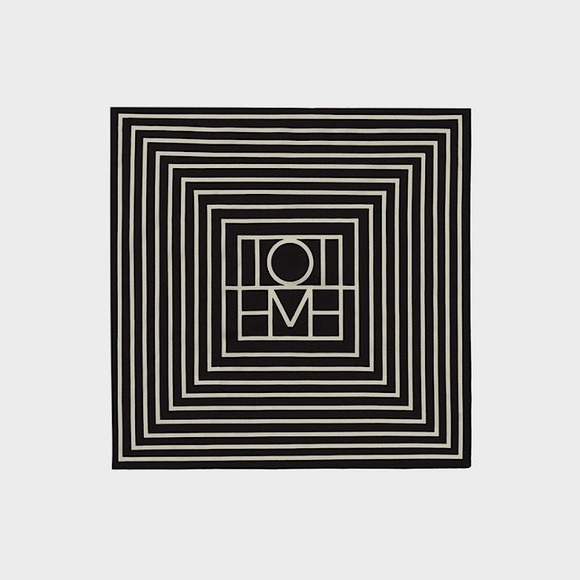 Toteme Accessories - TOTEME 100% SILK SIGNATURE MONOGRAM SQUARE SCARF ELEGANT SCANDI CHIC Black Cream